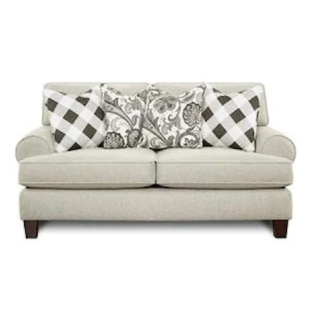 Loveseat with Rolled Arms and Reversible Cushions
